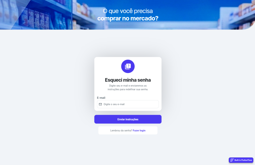 Tela de recuperação de senha